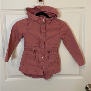 Old Navy Girls Cinched Waist Hooded Anorak Dusty Rose Little Girls Size 5t EUC